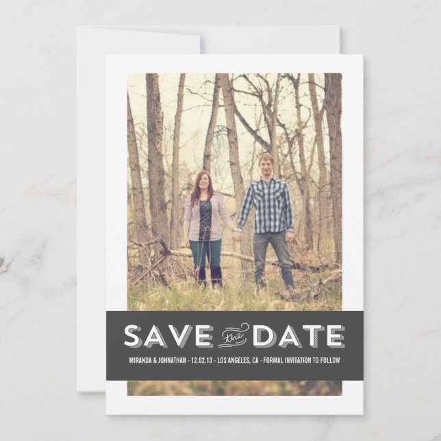 Anúncios de Save The Date com Foto em Banner Cinza (Frente)