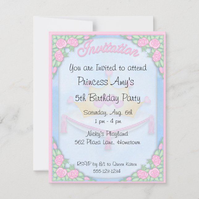 Anúncios dos convites da PRINCESA aniversário (Frente)