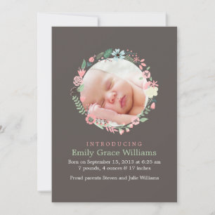 Anúncios florais delicados do nascimento da