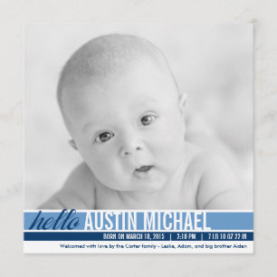 Anúncios modernos de nascimento de Tom - Azul