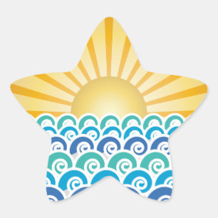 Ao longo da etiqueta da estrela azul das ondas