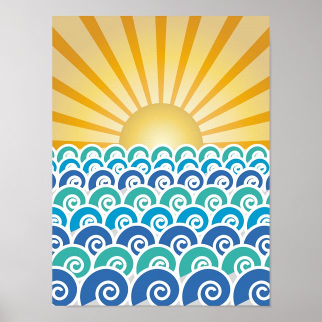 Ao longo do Poster azul das ondas (Frente)