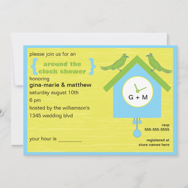 Ao redor do convite para Chá de Relógio (Frente)