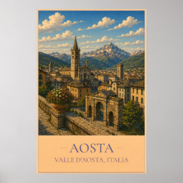 Aosta, Italy – Vintage Travel Poster