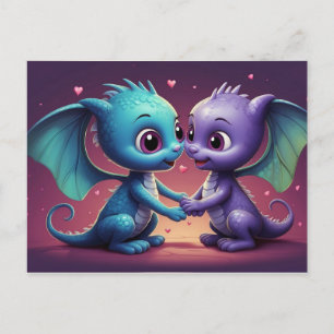 *~* AP48 Convite de Foto Dragon Dino Hearts Cartão