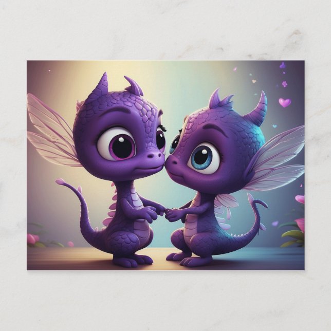 *~* AP48 CONVITE FOTO Dragão Dino Cartoon Postal (Frente)