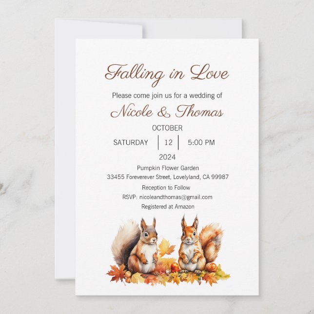 Apaixonando Convite para Casamento, Queda do Amor (Frente)