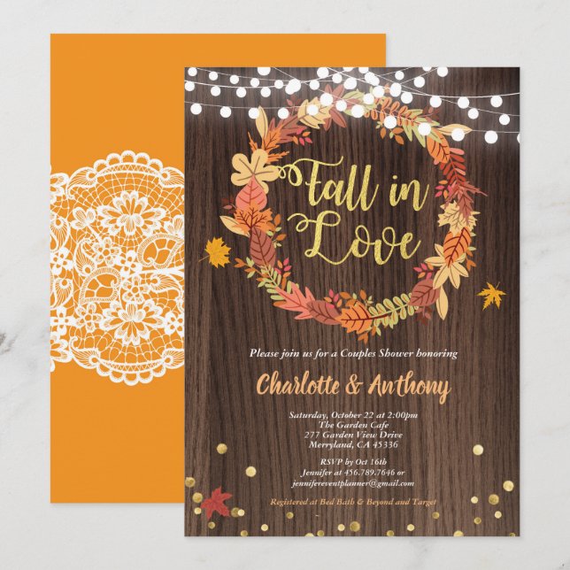 Apaixonar casais chá convite (Frente/Verso)