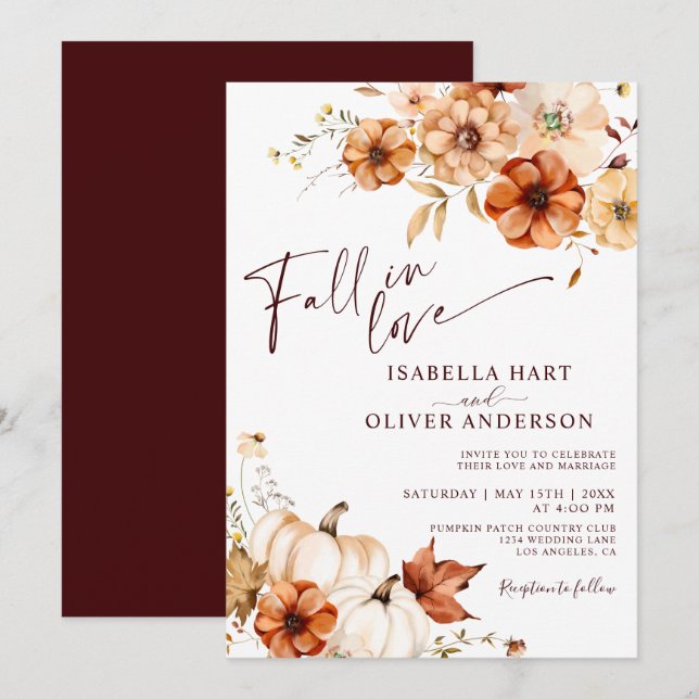 Apaixonar O Convite De Casamento Rust Boho Burgund (Frente/Verso)