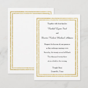 Aparar Luxuoso Dourado Falso - Convite de Casament