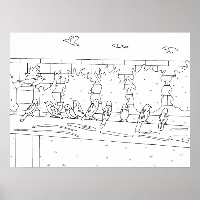 Aparência de pássaros, reunião no desenho, Poster (Frente)