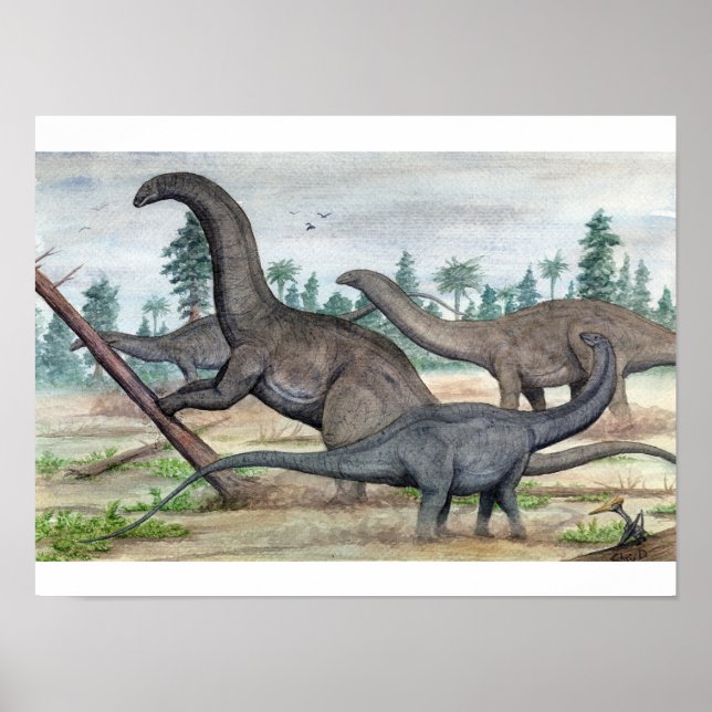 Apatossauro e Brontosaurus Impressão (Frente)