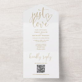 Apenas ame o código QR moderno elegante dourado do