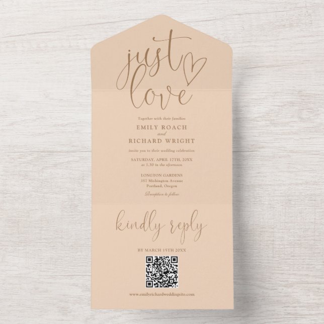 Apenas ame o código QR moderno Soft Peach Casament (Interno)