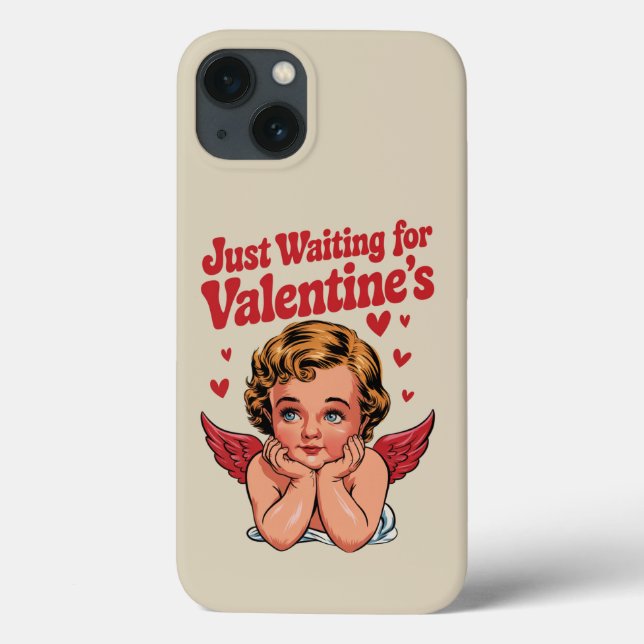 Apenas esperando pelo bebê Cupido retrô do Dia dos (Verso)