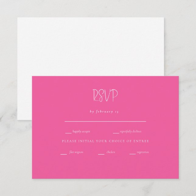 Apenas o RSVP de Casamento Moderno Rosa (Frente/Verso)
