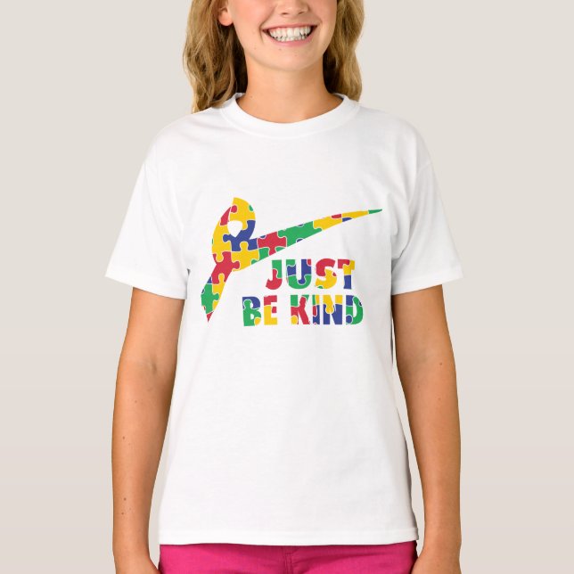 Apenas Seja Gentil Puzzle Cores Camiseta Conscient (Frente)
