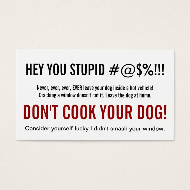 Apenas um Estúpido Deixa um Cachorro em Carro Quen (Frente)