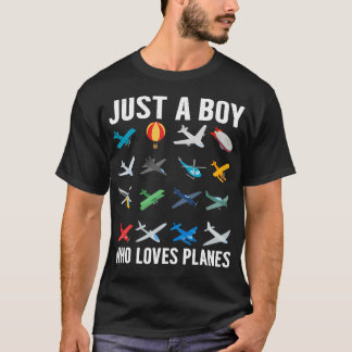 Apenas um menino que ama aviões Camisa engraçada p