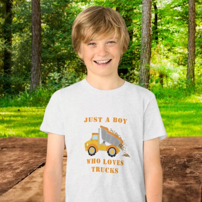 Apenas Um Menino Que Ama Caminhões Jogar Ventilado (Just A Boy Who Loves Trucks Dump Truck Fan Tri-Blend Shirt)