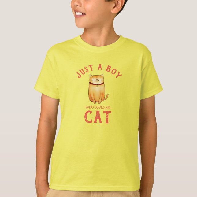 Apenas um menino que ama sua camiseta de gato (Frente)