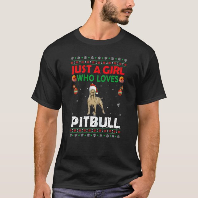 Apenas Uma Garota Que Ama Camisa De Natal Do Pitbu (Frente)