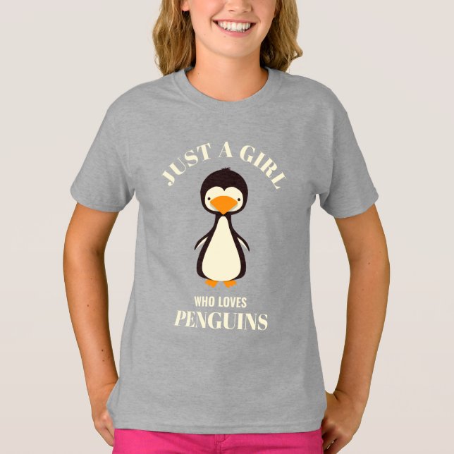 Apenas uma garota que ama camiseta pinguins (Frente)