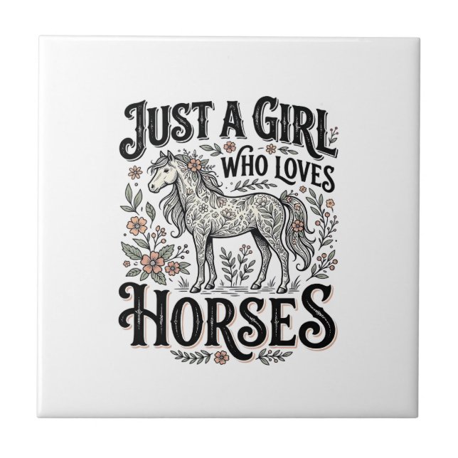 Apenas uma garota que ama cavalos Design floral vi (Frente)
