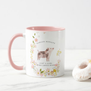 Apenas uma Garota que Ama Porcos Caneca Monogram