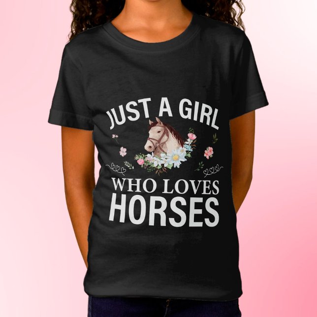 Apenas Uma Menina Que Ama Camiseta Floral De Caval (Criador carregado)