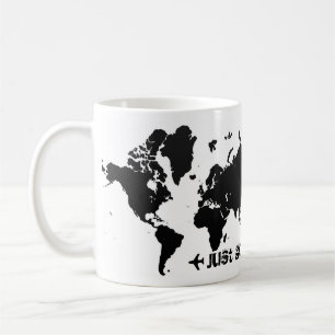 Apenas vá. Caneca de café do mapa do mundo