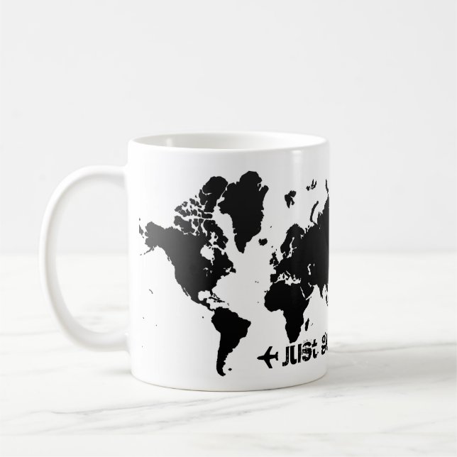 Apenas vá. Caneca de café do mapa do mundo (Esquerda)