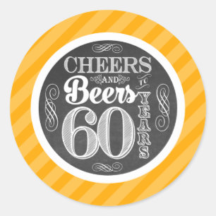 Aplausos e cervejas aos 60 anos etiquetas adesivas