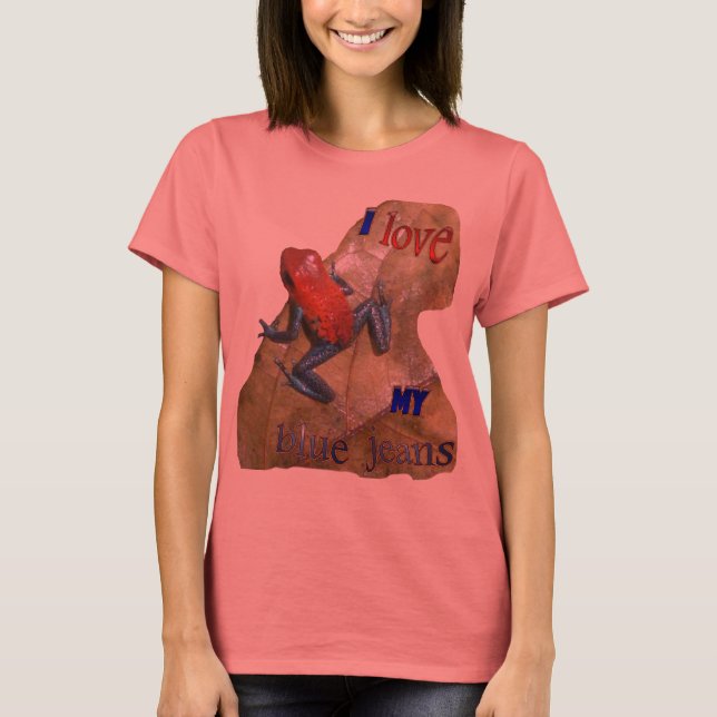 Aplicativo Orgânico Jeans Azul Womens. Camiseta (Frente)