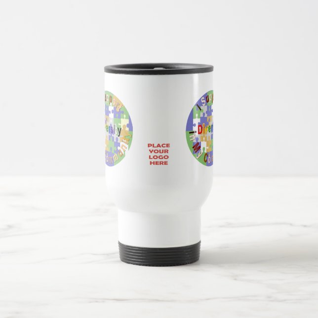 Apoiar a Caneca de viagem Branca da Diversidade Co (Centro)