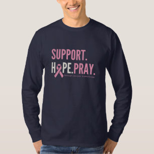 apoio ao cancer de mama, esperança, rezar Camisa d