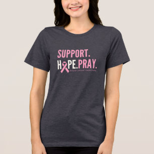 apoio ao cancer de mama esperança rezar Camisa de 