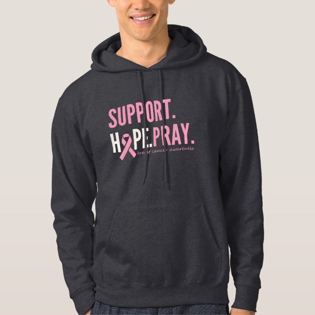 apoio ao cancer de mama esperança reze Pullover Ho (Frente)