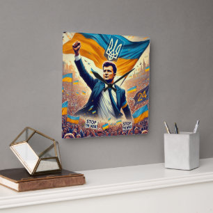 Apoio Zelenskyy ao relógio de parede da Ucrânia