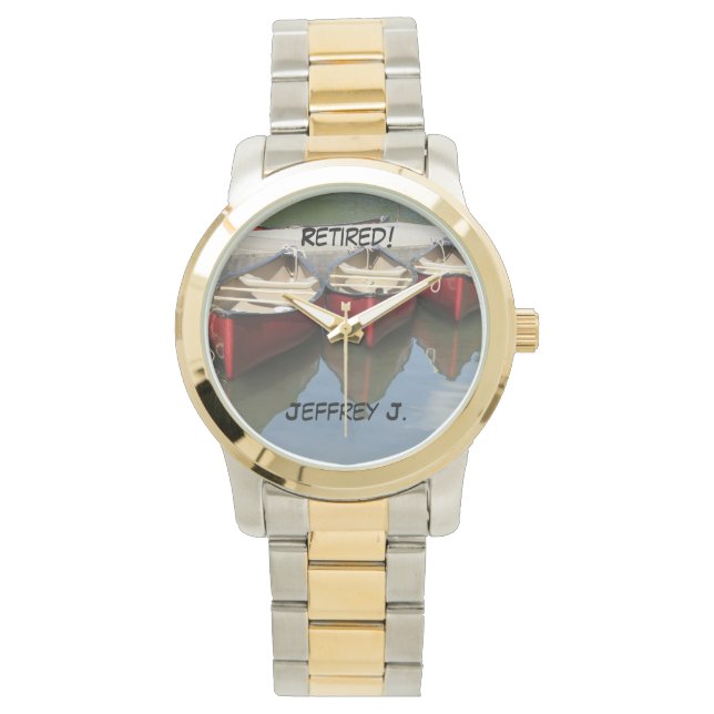 Aposentado! Relógio De Pulso 3 Canoas Vermelhas, D (Frente)