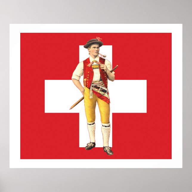 Appenzell Innerrhoden Trachten Swiss Flag Poster (Frente)