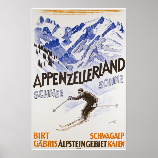 Appenzellerland, Schnee Sonne, Viagem Ski Poster (Frente)