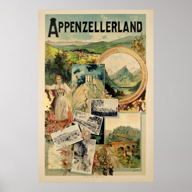 Appenzellerland, Suiça, Poster de Esqui Viagem (Frente)