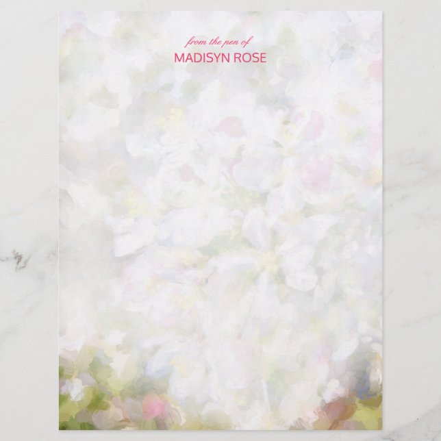 Apple Blossomic Botanical Painting Your Name Paper (Frente)