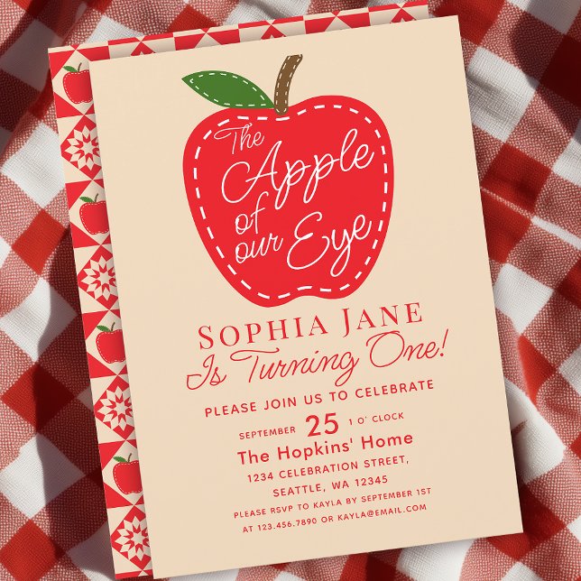 Apple do nosso convite para primeiros aniversarios (Criador carregado)