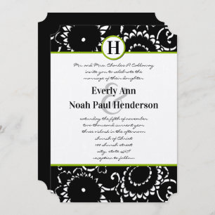 Apple Green Damask Sunflower Convite Para Casament