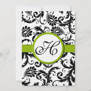 Apple Green Damask Swirls Convite Para Casamento