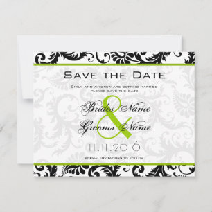 Apple Green Damask Swirls Convite Para Casamento