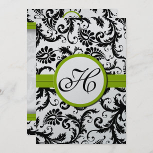 Apple Green Damask Swirls Convite Para Casamento