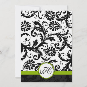 Apple Green Damask Swirls Convite Para Casamento